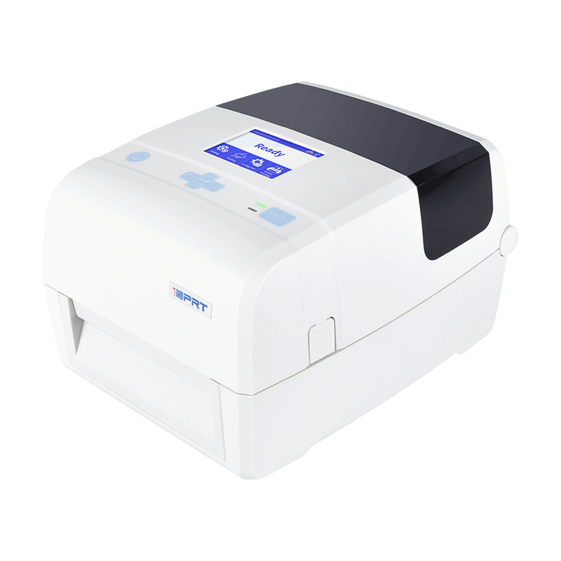 iT4E 4-inch Thermische Transfer Barcode Printer met Kleur LCD Display [203/300dpi, 300m Lint]