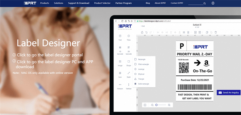 iDPRT label ontwerper Software Interface