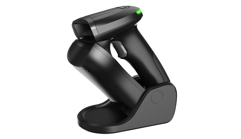 Handheld barcodescanner on a table.